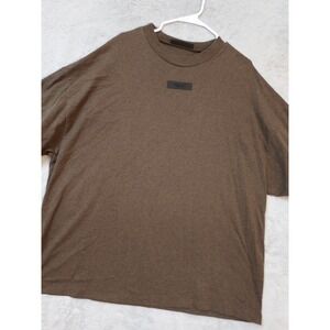 Essentials Fear Of God Shirt Mens Large Midweight Cotton Heather Brown Crew EUC